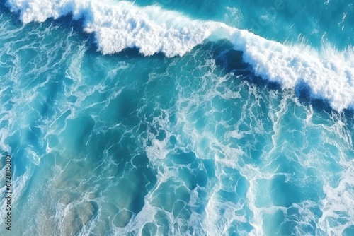 Aerial view of wave on the sea, shot with drone, Generative AI