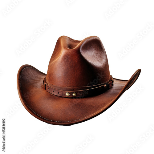 Brown cowboy hat isolated on white background