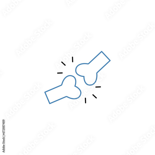 Arthritis knee joint pain concept line icon. Simple element illustration.Arthritis knee joint pain concept outline symbol design.
