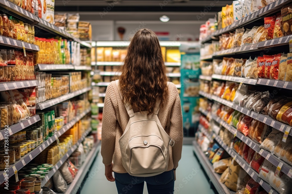 Women exploring gluten-free aisle in a grocery store, showcasing a wide range of available options,