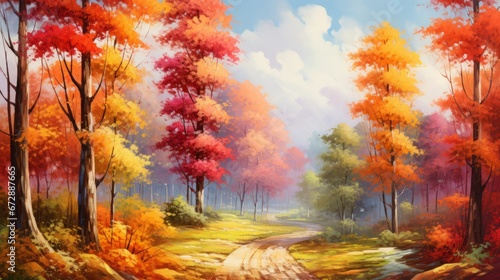 autumn landscape with yellow leaves sunny day. © Yahor Shylau 