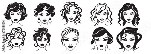 female faces silhouettes, iconpack