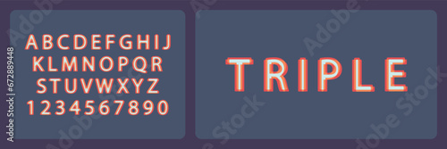 Abstract multiple exposure alphabet in modern style. Multicolor font. Vector illustration.