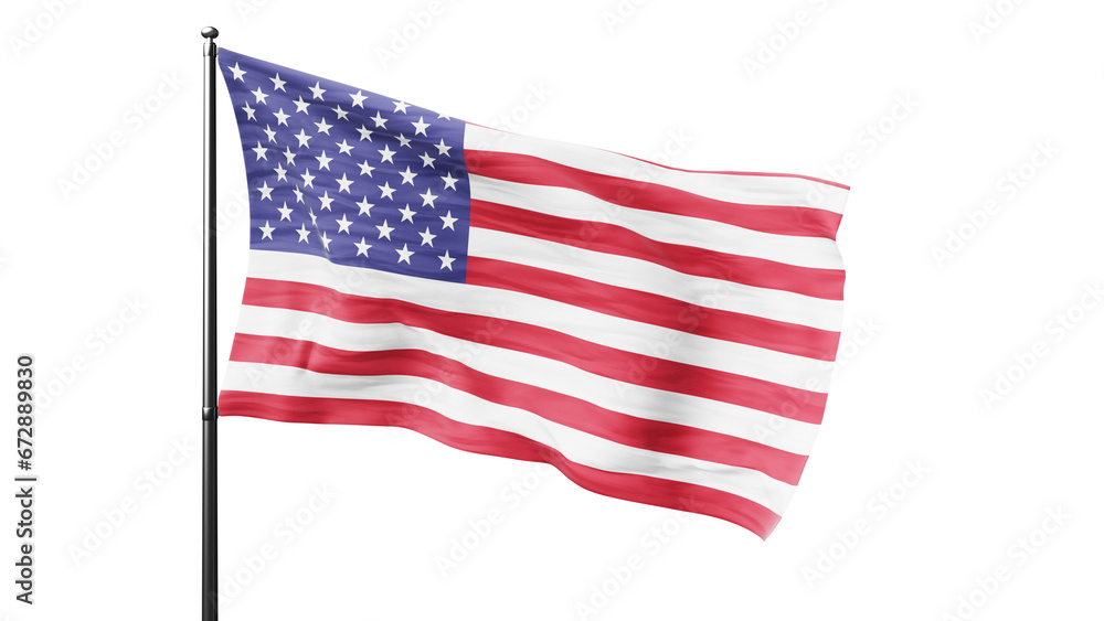 3d flag of USA isolated on white, png transparent 3d flag of USA isolated on white, png transparent