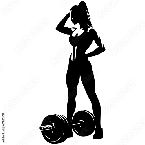 Woman Doing Gym Vector silhouette illustration black color