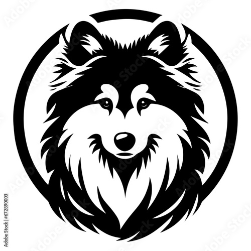 Yakutian Laika vector silhouette illustration black color