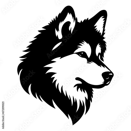 Yakutian Laika vector silhouette illustration black color