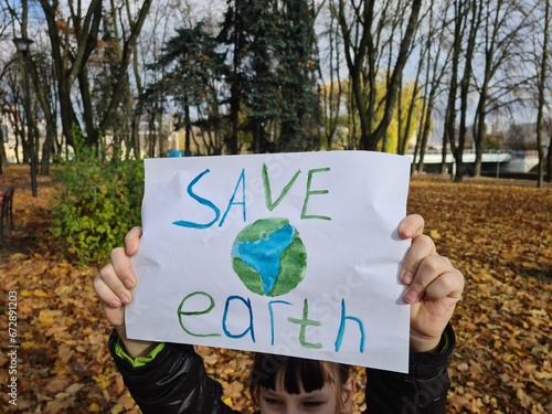 Poster Save Earth and climate strike and demonstration photo