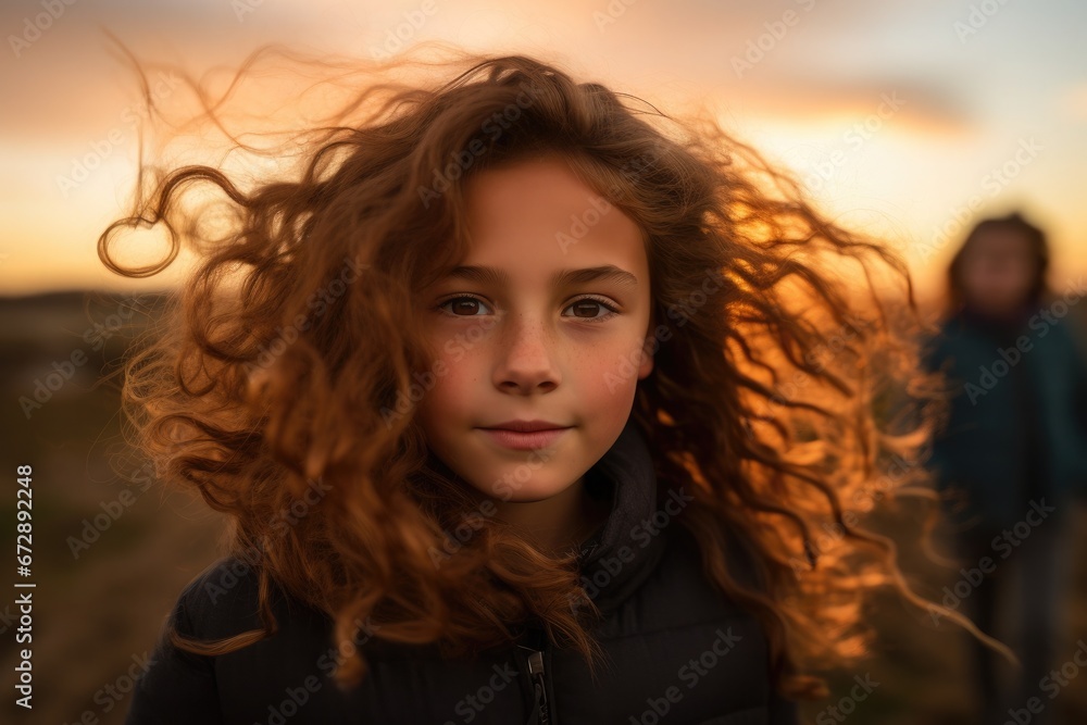 close up girl and his family happy in a grassy field close up girl and his family happy in a grassy field