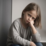 Smutna mała dziewczynka w depresji