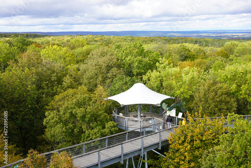 wundervoller Blick auf den Baumkronenpfad im Nationalpark Hainich in Thüringen photo