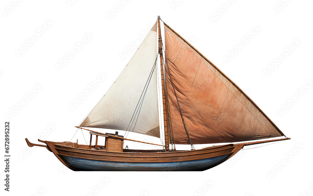 Classic Wood Sail Vessel on isolated background