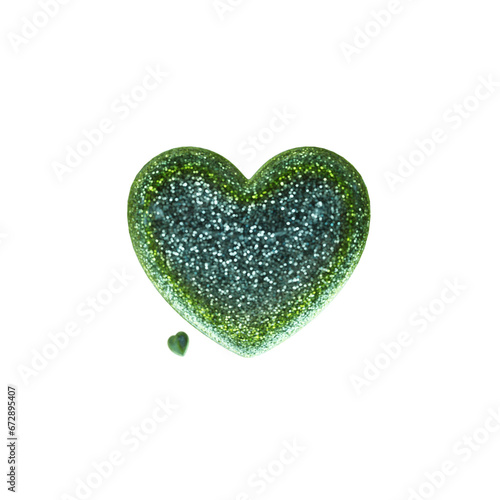 Set of 3d hearts with glitter. Glowing design element for Valentine's day holiday, Engagement cards on transparent background