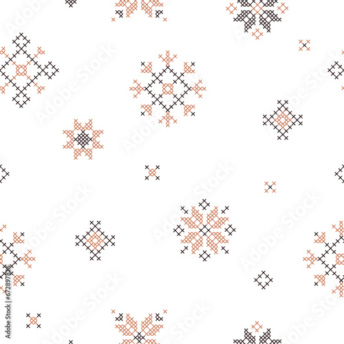 Ethnic folk Ukrainian doodle ornament seamless vecor pattern
