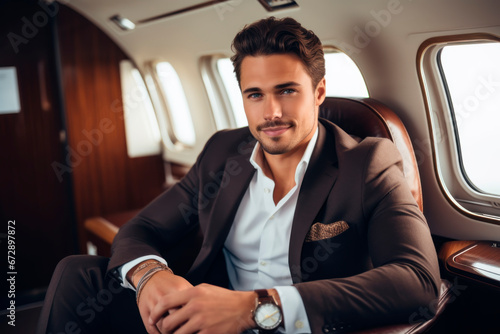 young businessman in his private jet © Cecilia