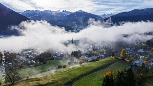 drone time lapse above the city of 