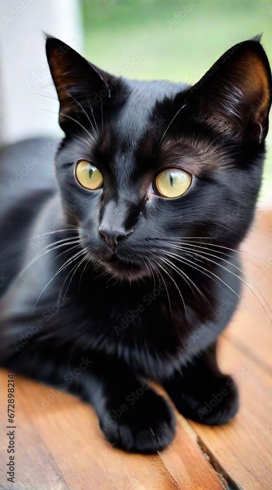 Attentive black cat, Ai