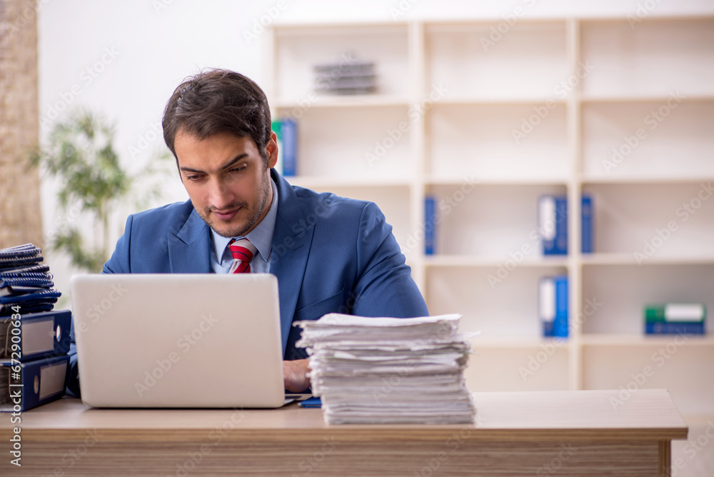 Young male employee working in the office Young male employee working in the office