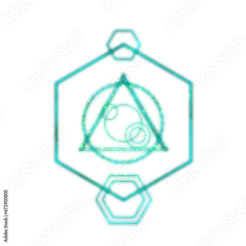 light blue magic incantation circle with fantasy sighns spell (ID: 672900805)