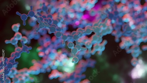 Abstract Molecular Structure. Macro photo bokeh science illustration.