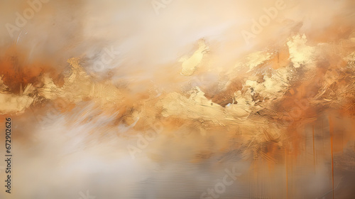 Splatter of molten gold and silver creating ethereal patterns Ai Generative