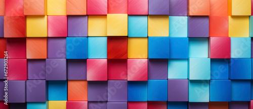 Colorful 3D blocks grouped in a dynamic composition.