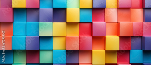Colorful 3D blocks grouped in a dynamic composition. © smth.design