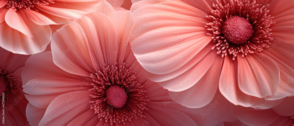 Close-up of pink anemone flowers in bloom. Close-up of pink anemone flowers in bloom.