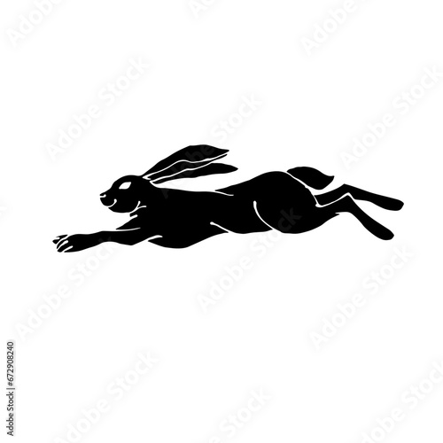 Canvas Print Silhouette, doodles of a forest herbivore animal rabbit, hare