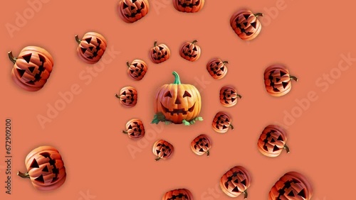 Wallpaper Mural Stop motion Helloween Pumpkin appear and disappear on pastel background. High quality video 4K. Detailed stop motion video. Background or wallpaper in food and drinks videos. Torontodigital.ca