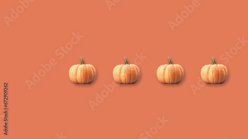 Wallpaper Mural Stop motion Helloween Pumpkin appear and disappear on pastel background. High quality video 4K. Detailed stop motion video. Background or wallpaper in food and drinks videos. Torontodigital.ca