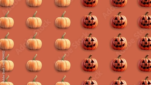 Wallpaper Mural Stop motion Helloween Pumpkin appear and disappear on pastel background. High quality video 4K. Detailed stop motion video. Background or wallpaper in food and drinks videos. Torontodigital.ca