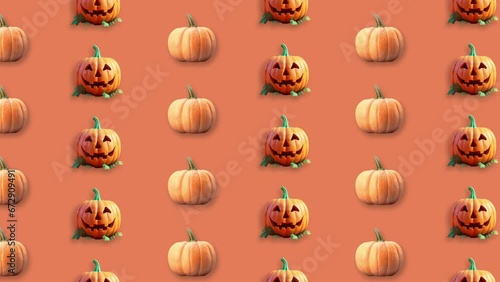 Wallpaper Mural Stop motion Helloween Pumpkin appear and disappear on pastel background. High quality video 4K. Detailed stop motion video. Background or wallpaper in food and drinks videos. Torontodigital.ca