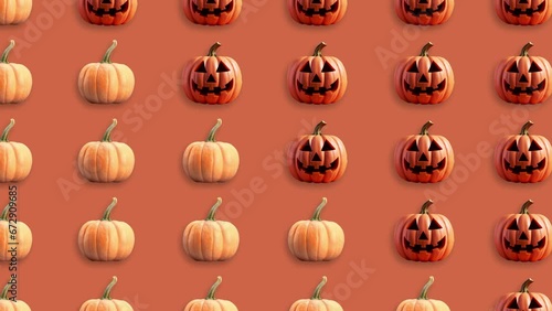Wallpaper Mural Stop motion Helloween Pumpkin appear and disappear on pastel background. High quality video 4K. Detailed stop motion video. Background or wallpaper in food and drinks videos. Torontodigital.ca
