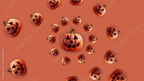 Wallpaper Mural Stop motion Helloween Pumpkin appear and disappear on pastel background. High quality video 4K. Detailed stop motion video. Background or wallpaper in food and drinks videos. Torontodigital.ca