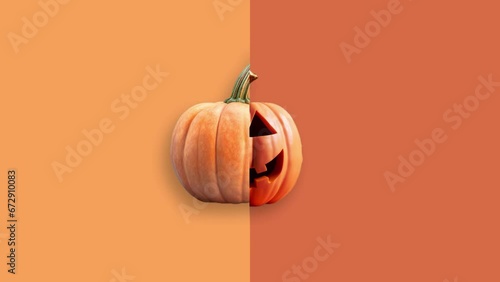 Wallpaper Mural Stop motion Helloween Pumpkin appear and disappear on pastel background. High quality video 4K. Detailed stop motion video. Background or wallpaper in food and drinks videos. Torontodigital.ca