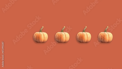 Wallpaper Mural Stop motion Helloween Pumpkin appear and disappear on pastel background. High quality video 4K. Detailed stop motion video. Background or wallpaper in food and drinks videos. Torontodigital.ca