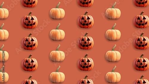 Wallpaper Mural Stop motion Helloween Pumpkin appear and disappear on pastel background. High quality video 4K. Detailed stop motion video. Background or wallpaper in food and drinks videos. Torontodigital.ca
