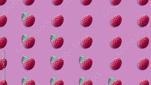 Wallpaper Mural Stop motion Cut and whole Raspberry appear and disappear on pastel background. High quality video 4K. Detailed stop motion video. Background or wallpaper in food and drinks videos. Torontodigital.ca