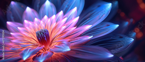 Close-up futuristic neon flower design with a vibrant.