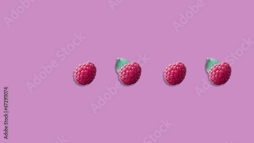Wallpaper Mural Stop motion Cut and whole Raspberry appear and disappear on pastel background. High quality video 4K. Detailed stop motion video. Background or wallpaper in food and drinks videos. Torontodigital.ca
