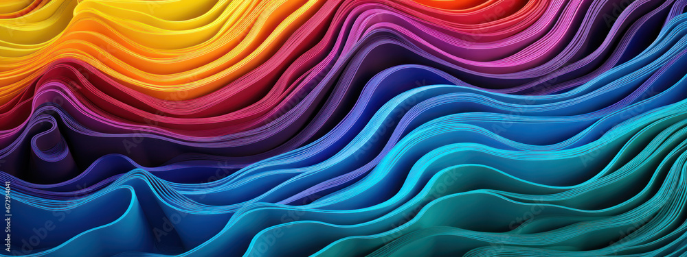 Rainbow wave texture, microscopic color blend. - obrazy, fototapety, plakaty 