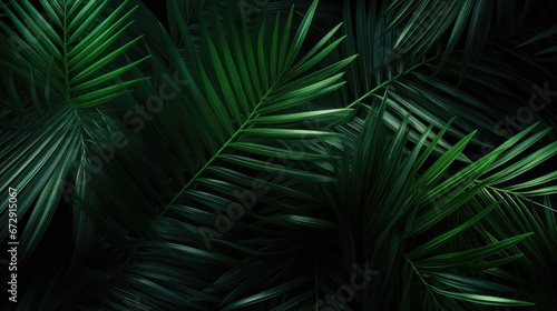 tropical green palm leaf and shadow, abstract natural background, dark tone © Classy designs