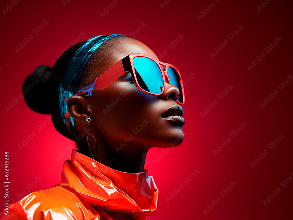 Portrait of attractive black model with innovative look