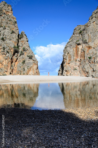 Rock arch called Es Pontas on the south coast of Mallorca on a summer day