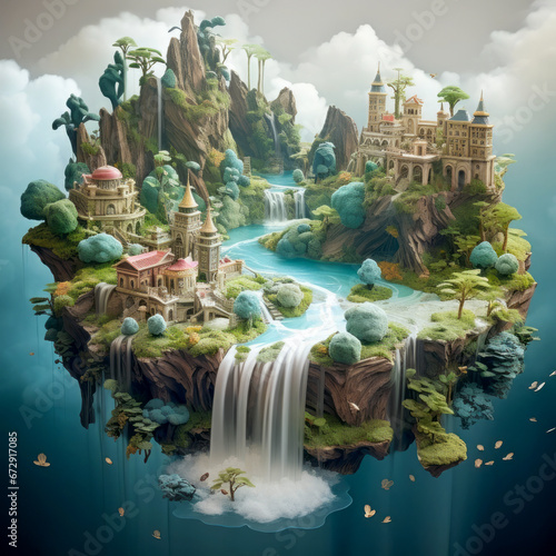 Enchanted Floating Islands and Mythical Beings