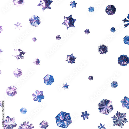 Snowflakes falling pattern on transparent background