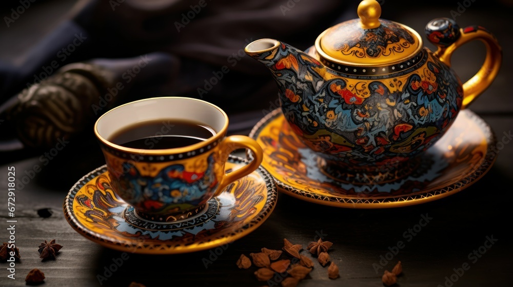 Turkish traditional teapot and a coffee cup Turkish traditional teapot and a coffee cup