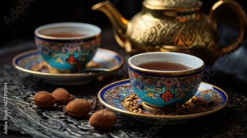 Turkish traditional teapot and a coffee cup