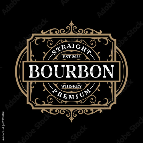 Vintage frame antique packaging label. Suitable for bourbon  vodka  scotch  wine  whiskey  beer  rum  distillery  etc.